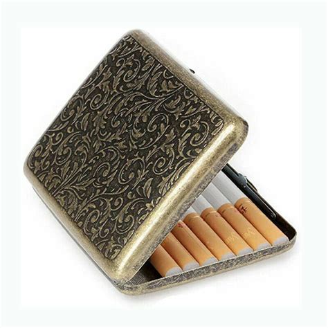 antique large embossed metal cigarette box|old school cigarette holder.